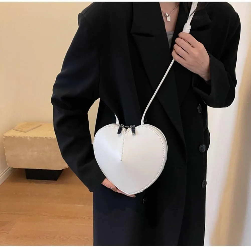 Women's Cute Heart-shaped Small Vegan Leather Shoulder & Crossbody Handbags Perfect for Evening Parties and Vocations