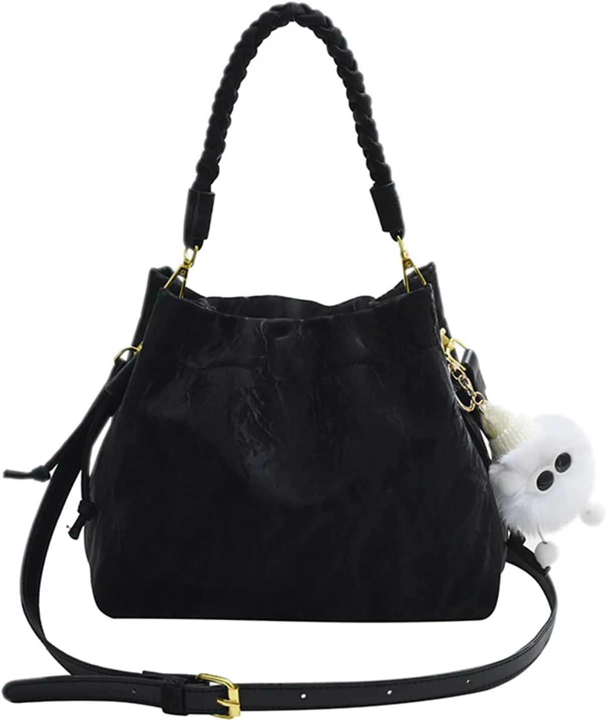 Women's Fashion Bucket Shoulder Bag PU Leather Simple Top Handle Crossbody Bag Casual Satchel Daily Use Handbag Pursebag1856OWOISS