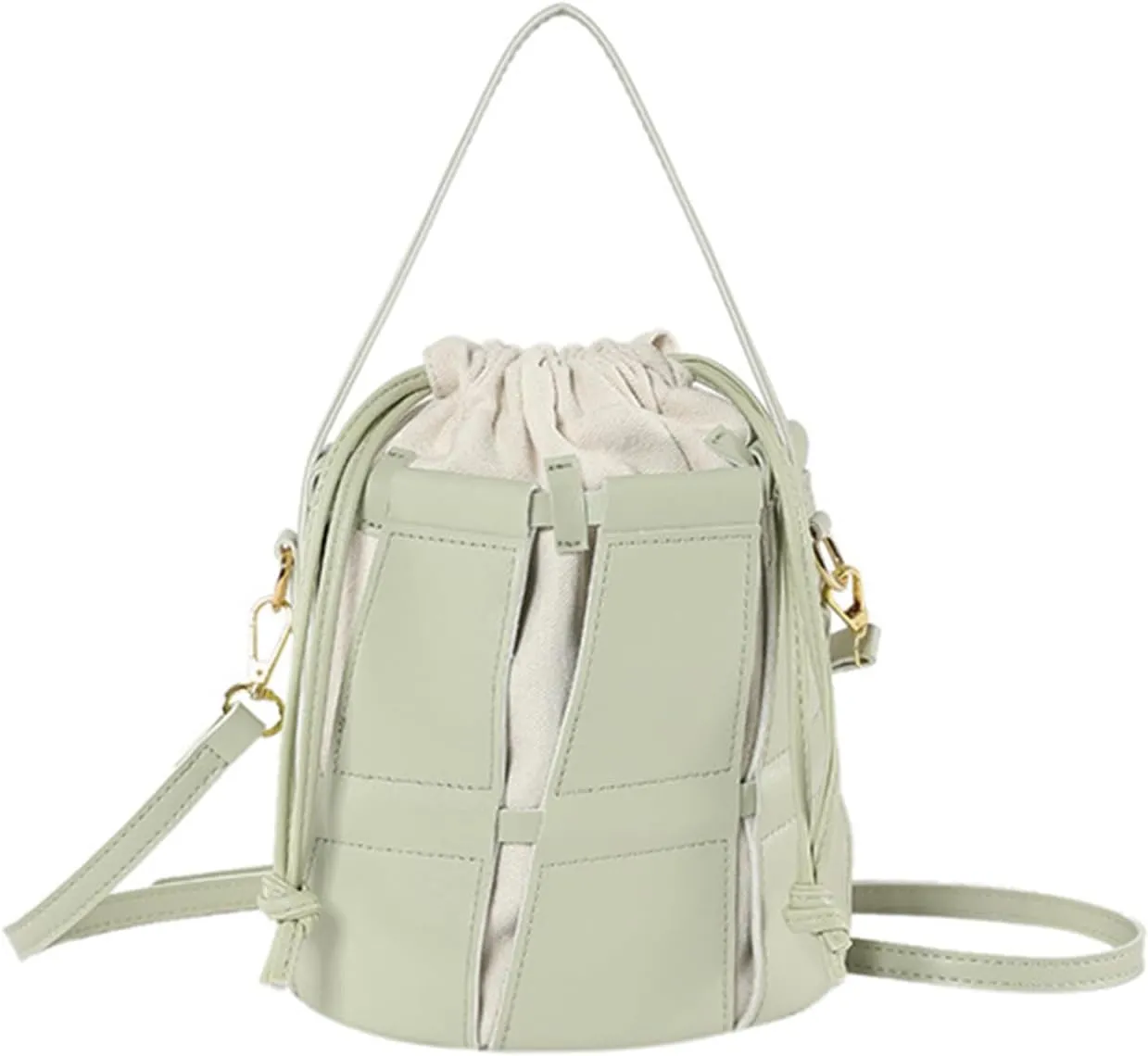 Women's Fashion Top Handle Bucket Bag PU Leather Hollow Out Crossbody Casual Tote Shoulder Bag Simple Handbag Pursebag1827OWOISS
