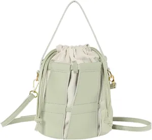 Women's Fashion Top Handle Bucket Bag PU Leather Hollow Out Crossbody Casual Tote Shoulder Bag Simple Handbag Pursebag1827OWOISS
