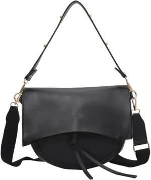 Women's PU Leather Crossbody Bag Wide Strap Satchel Shoulder Bag Large Saddle Flap Tote Designer Handbag and Pursebag1840OWOISS