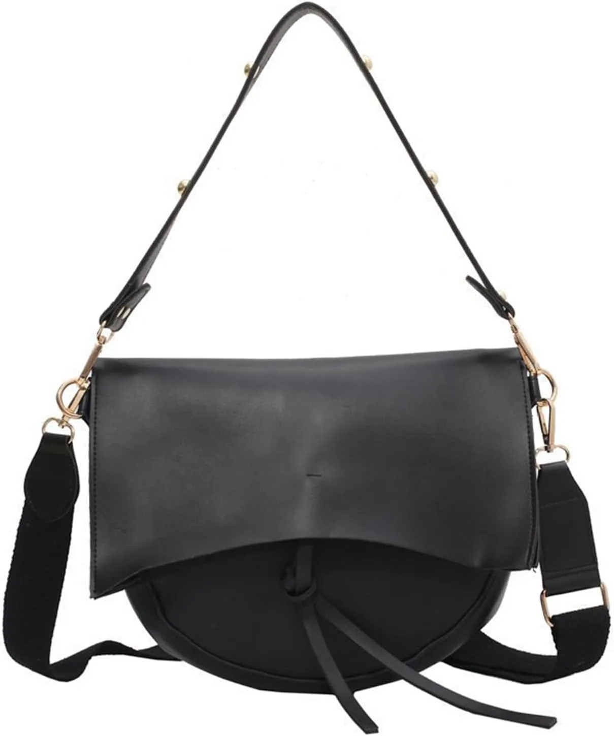 Women's PU Leather Crossbody Bag Wide Strap Satchel Shoulder Bag Large Saddle Flap Tote Designer Handbag and Pursebag1840OWOISS
