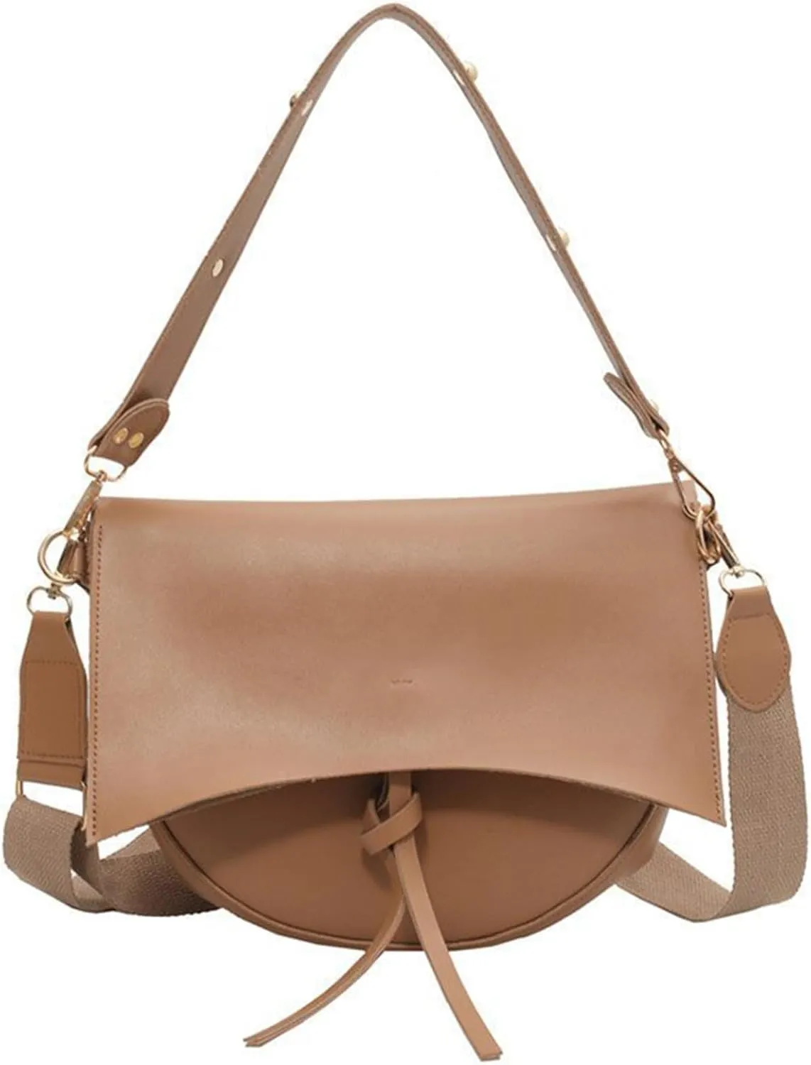 Women's PU Leather Crossbody Bag Wide Strap Satchel Shoulder Bag Large Saddle Flap Tote Designer Handbag and Pursebag245OWOISS