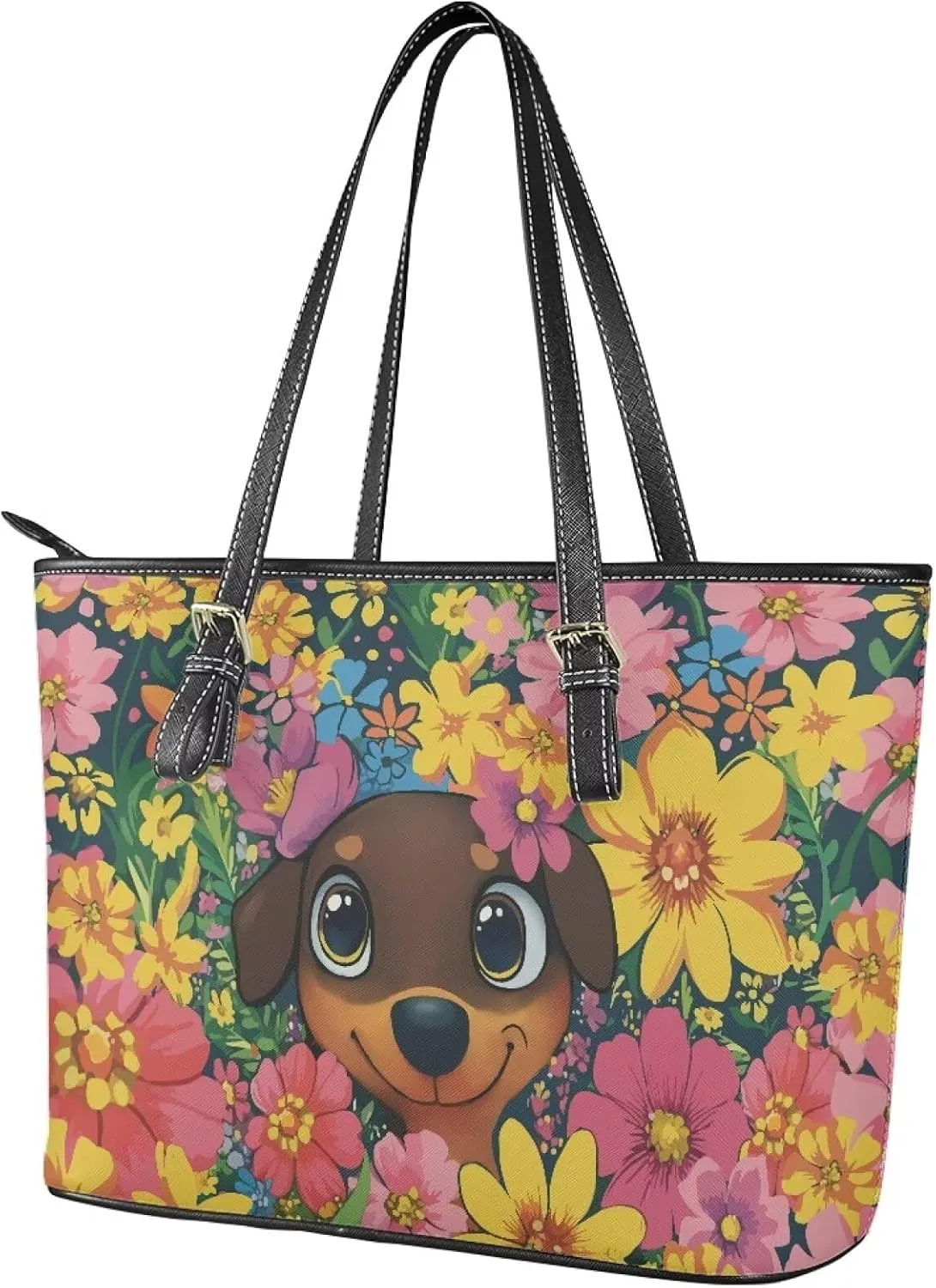 Women's Tote Bag Fashion Shoulder Bags Casual PU Leather Handbag With Zipper Large Capacity Travel Purse Work Bags
