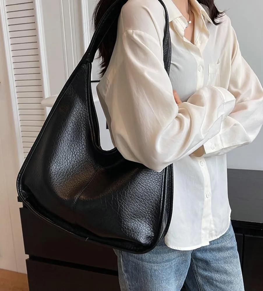 Womens Vintage Tote Bags PU Leather Shoulder Bag Trendy Hobo Bag Large Handbag Satchel Purse