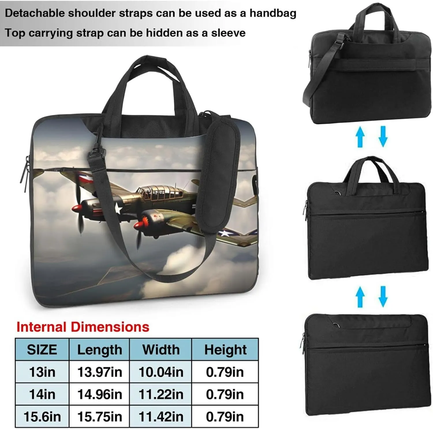 World War 2 Aircraft Airplane 2-standard-scale-2_00x Print Laptop Bag Laptop Case Shoulder Laptop Bag with Padded Protection Spacious Pockets