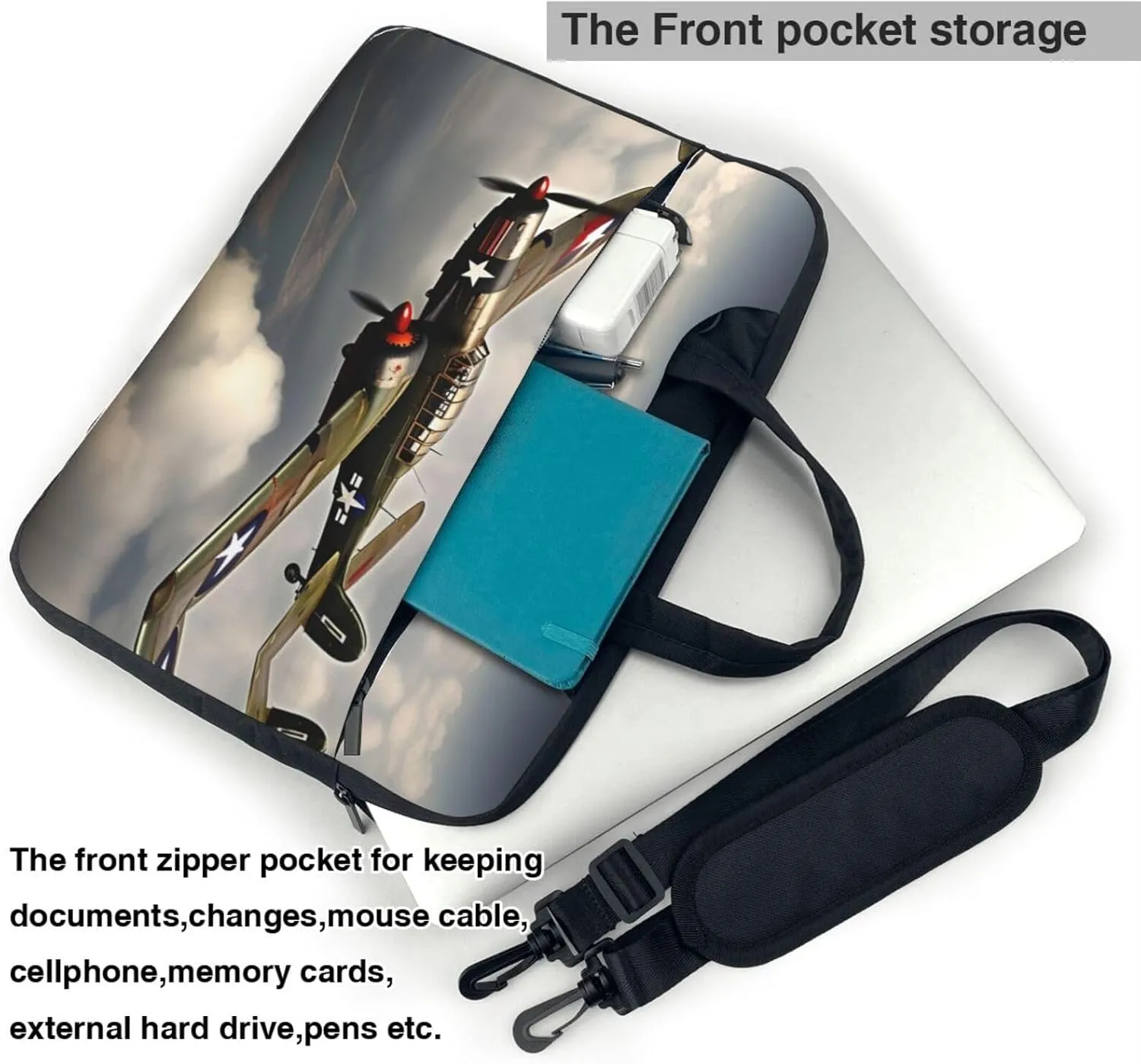 World War 2 Aircraft Airplane 2-standard-scale-2_00x Print Laptop Bag Laptop Case Shoulder Laptop Bag with Padded Protection Spacious Pockets