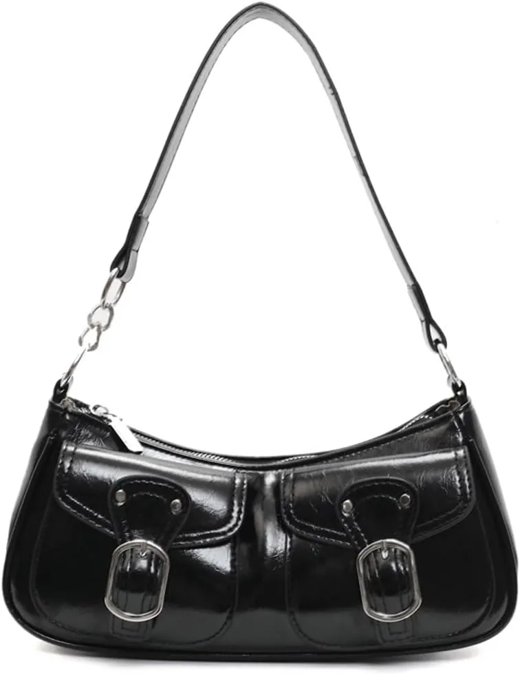 Y2k Hobo Bags Women 90s PU Leather Red Underarm Crescent Shoulder Bag Trendy Punk Crossbody Purse Slouchy Tote Handbag