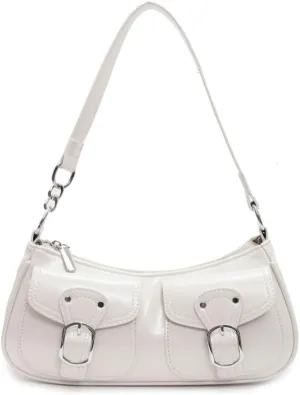 Y2k Hobo Bags Women 90s PU Leather Red Underarm Crescent Shoulder Bag Trendy Punk Crossbody Purse Slouchy Tote Handbag