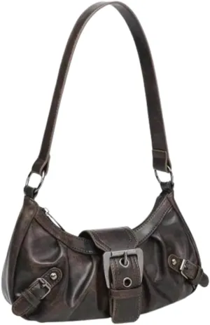 Y2k Hobo Bags Women 90s PU Leather Underarm Crescent Shoulder Bag Trendy Red Punk Crossbody Purse Slouchy Tote Handbag