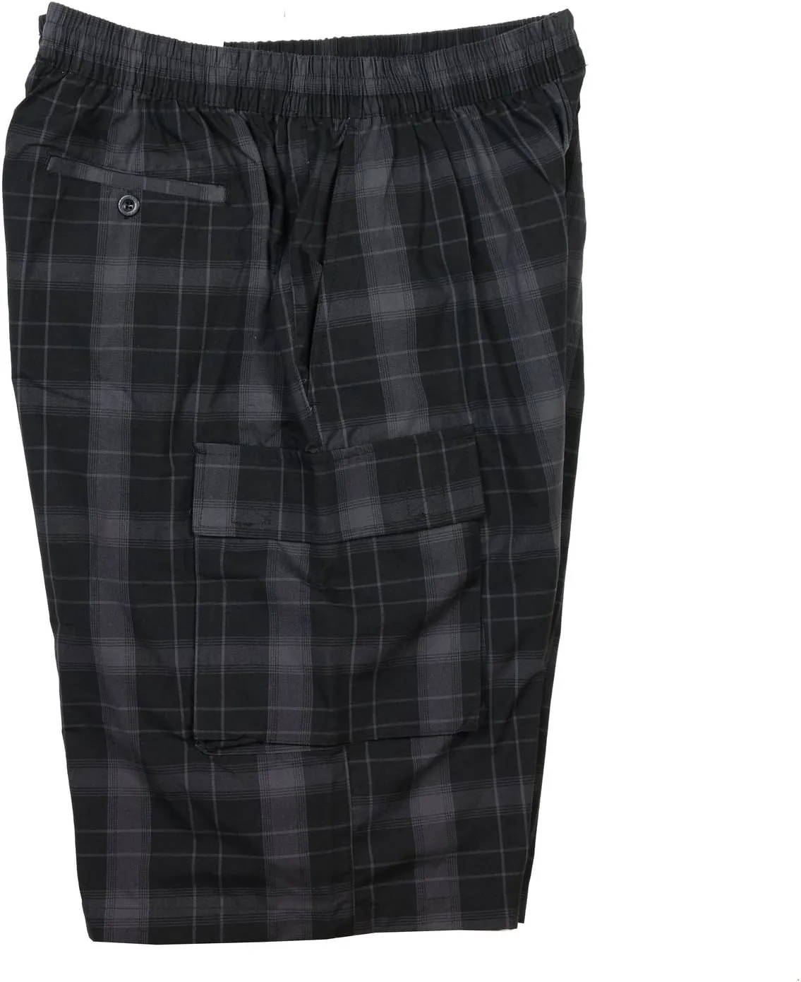 YAGO Men's Elastic Waist Drawstring Relaxed Fit Plaid Cargo Shorts S-5XL