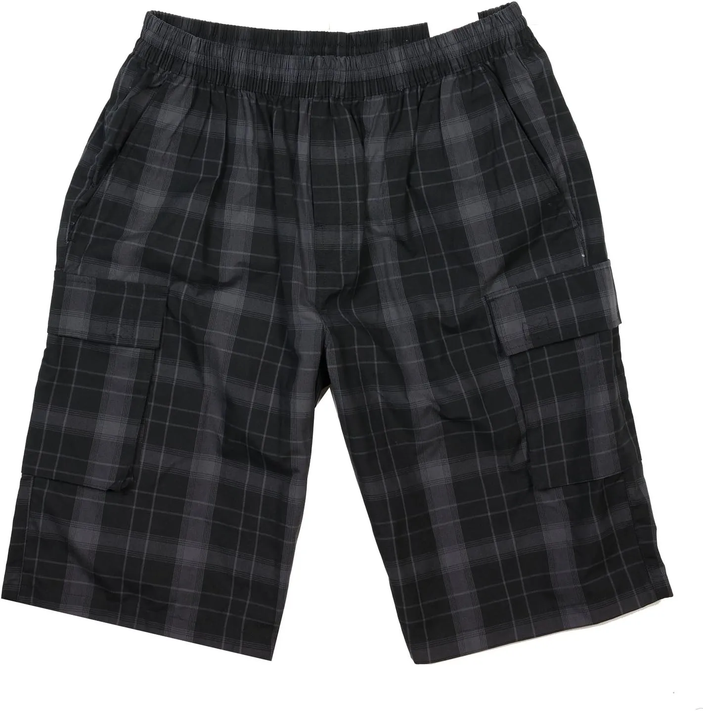 YAGO Men's Elastic Waist Drawstring Relaxed Fit Plaid Cargo Shorts S-5XL