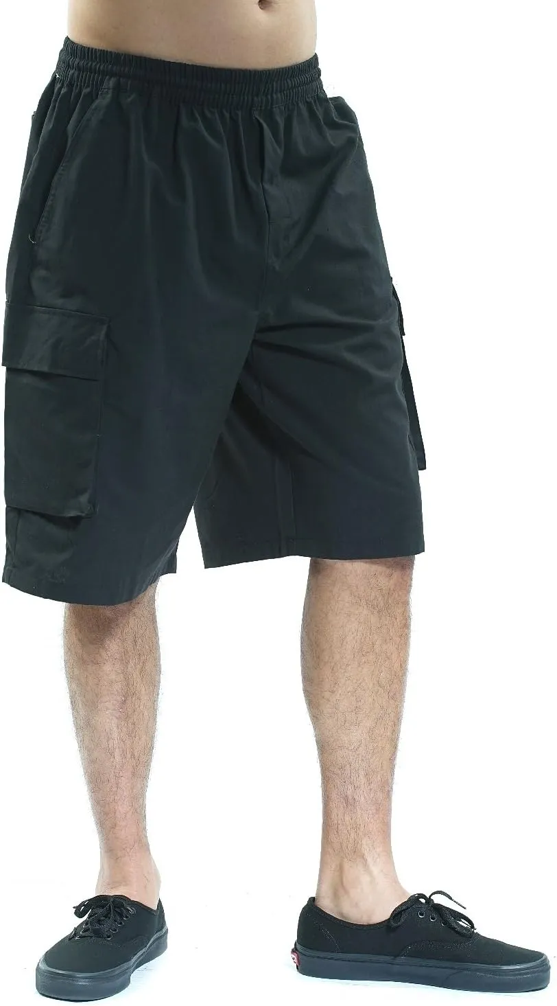 YAGO Men's Elastic Waist Drawstring Relaxed Fit Plaid Cargo Shorts S-5XL