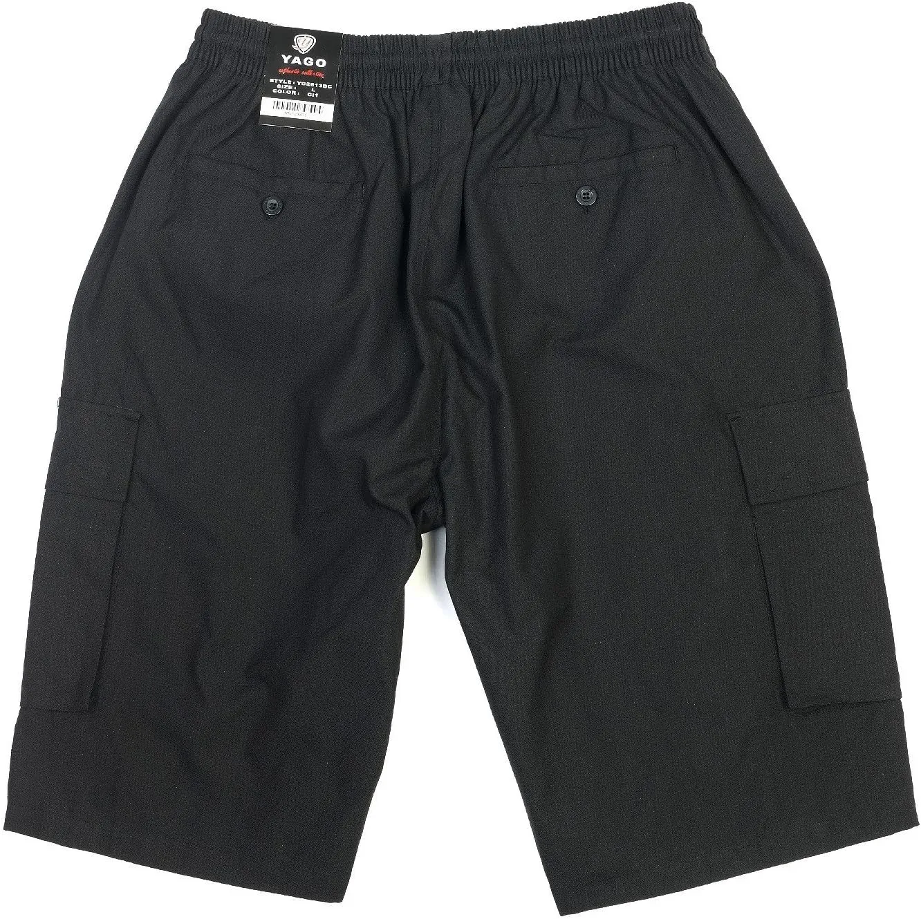 YAGO Men's Elastic Waist Drawstring Relaxed Fit Plaid Cargo Shorts S-5XL