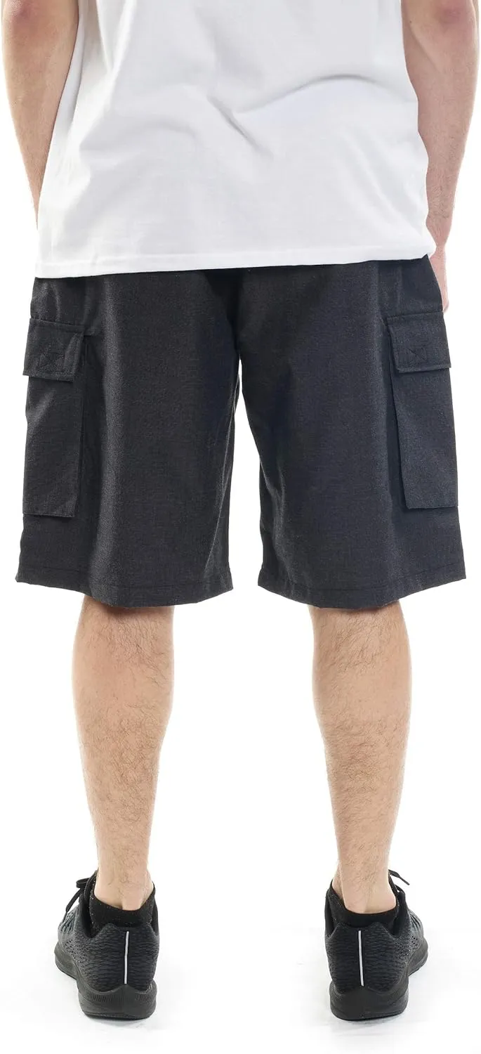 YAGO Men's Elastic Waist Drawstring Relaxed Fit Plaid Cargo Shorts S-5XL
