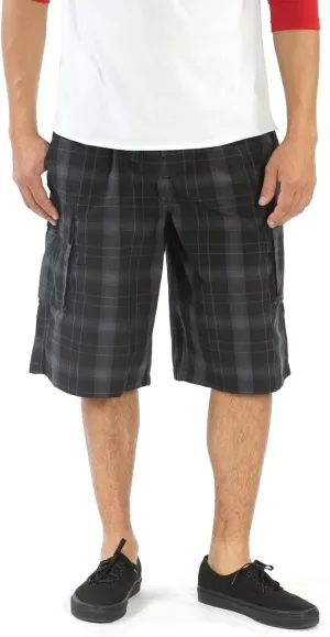 YAGO Men's Elastic Waist Drawstring Relaxed Fit Plaid Cargo Shorts S-5XL