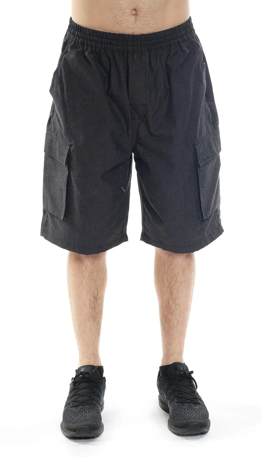YAGO Men's Elastic Waist Drawstring Relaxed Fit Plaid Cargo Shorts S-5XL