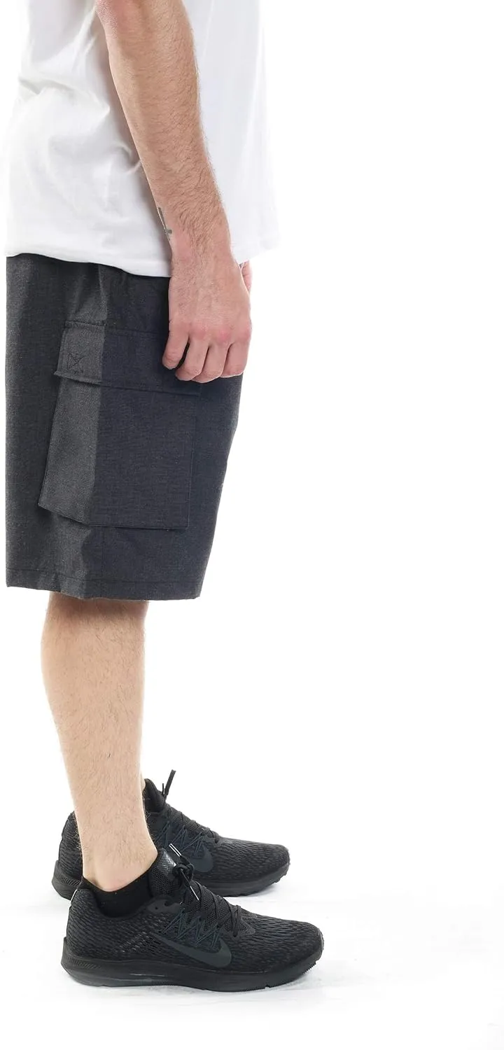 YAGO Men's Elastic Waist Drawstring Relaxed Fit Plaid Cargo Shorts S-5XL