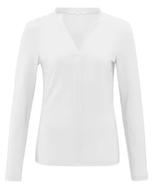 Yaya White Henley Long Sleeve T-Shirt
