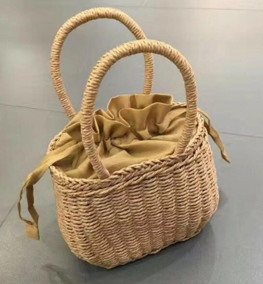 YELLOOP Drawstring Straw Bag Small Crossbody Purses Women Y2k Beach Crochet Bucket Bags Cute Purse Trendy 2025 Summer