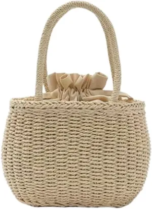 YELLOOP Drawstring Straw Bag Small Crossbody Purses Women Y2k Beach Crochet Bucket Bags Cute Purse Trendy 2025 Summer