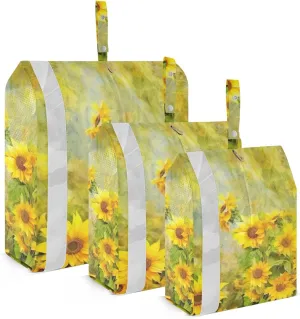 Yellow Sunflowers Packing Cubes Set of 3, Lightweight Travel Luggage Organizers Foldable Bags for Easy Packing and Organization