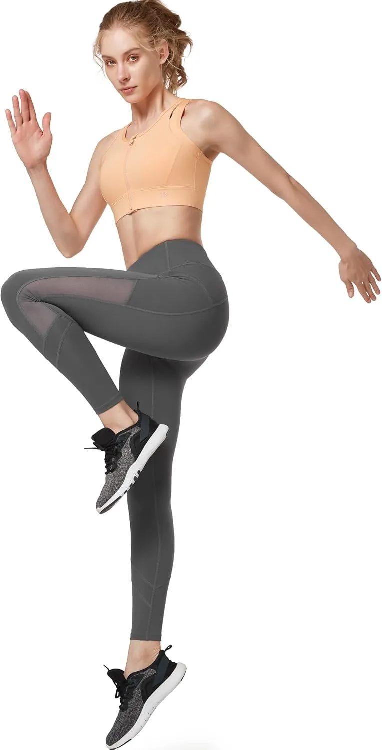 Yvette Leggings for Women with Pockets Butt Lift, High Waisted, Tummy Control, Buttery Soft, Mesh Panel Workout Running
